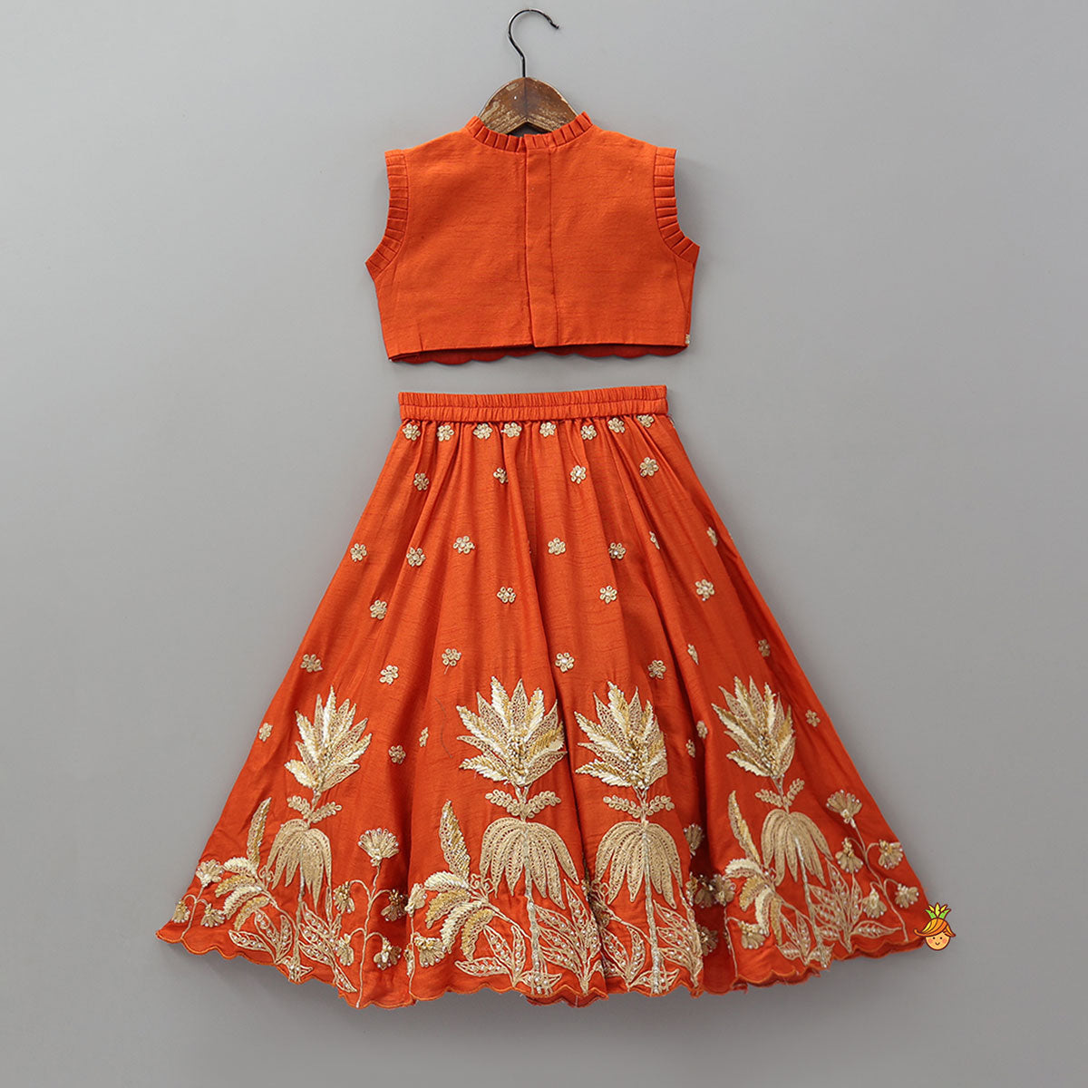 Exquisite Pleated Top With Lehenga And Dupatta