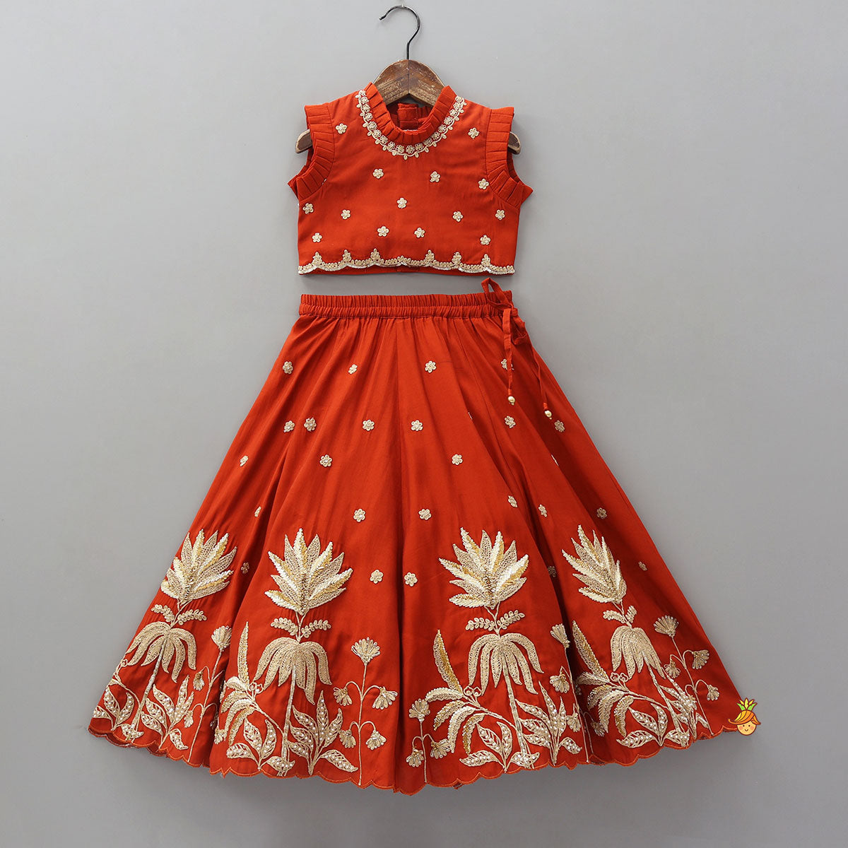 Exquisite Pleated Top With Lehenga And Dupatta