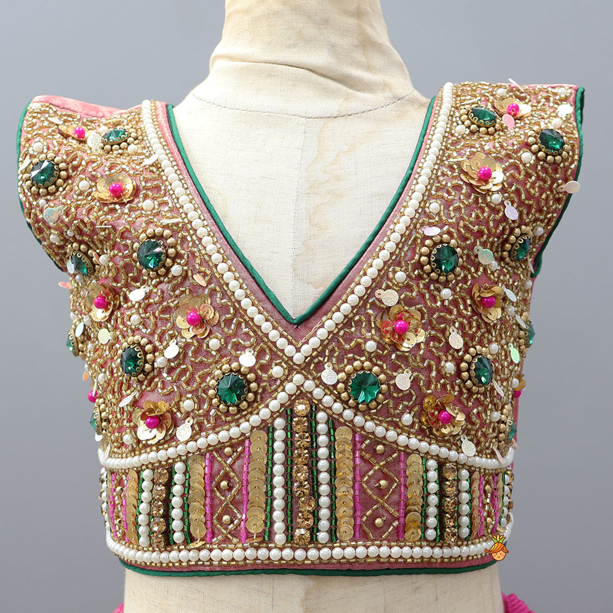 Festive Handworked Top And Shimmery Lehenga