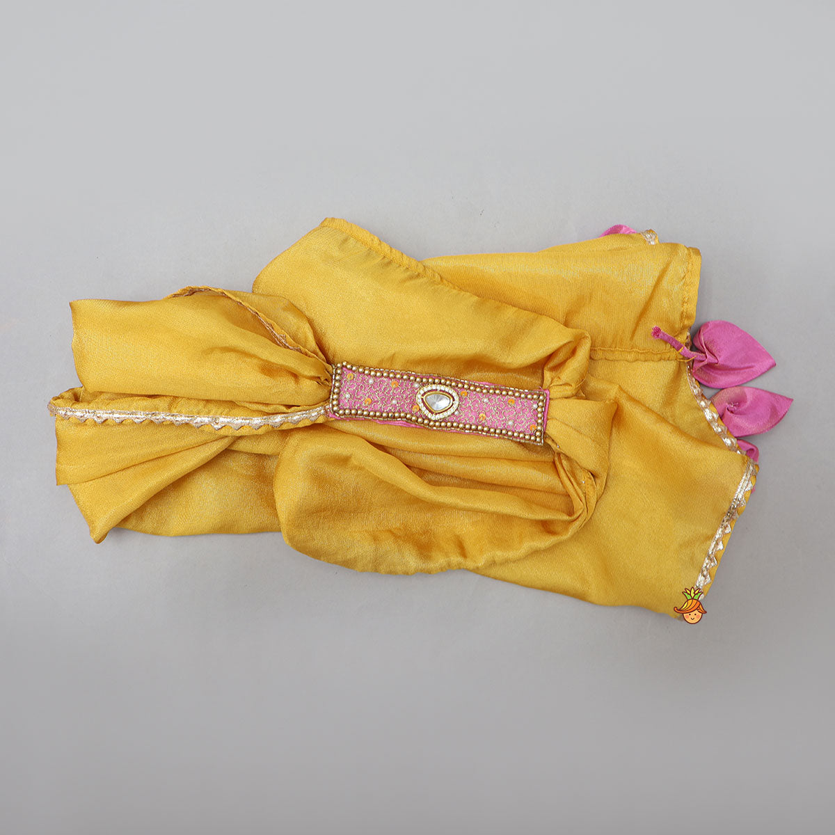 Shimmery Handcrafted Crop Top And Lehenga  With Contrasting Dupatta