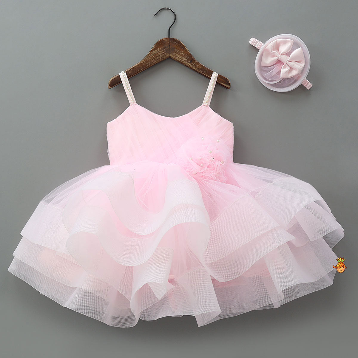 Net Dress And Matching Swirled Bow Headband
