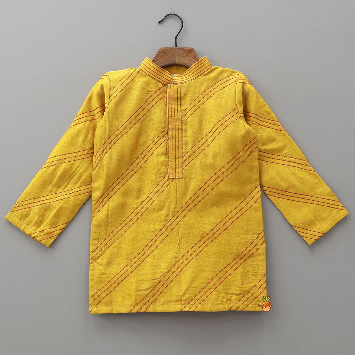 Contrast Thread Work Kurta and Pyjama With Floral Printed Open Jacket