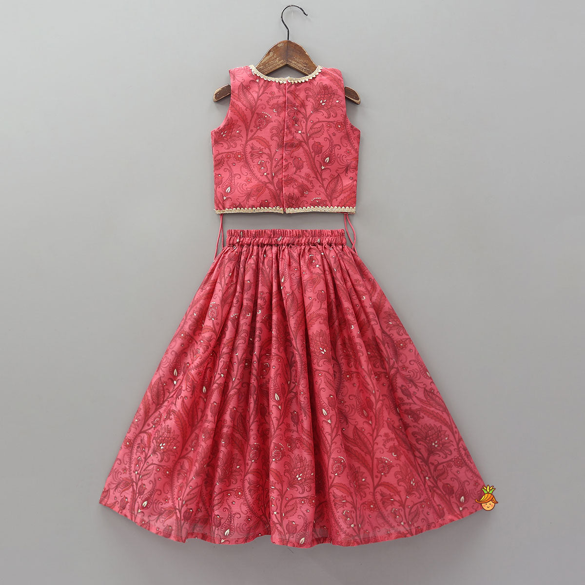 Side String Detailed Top And Lehenga With Matching Dupatta