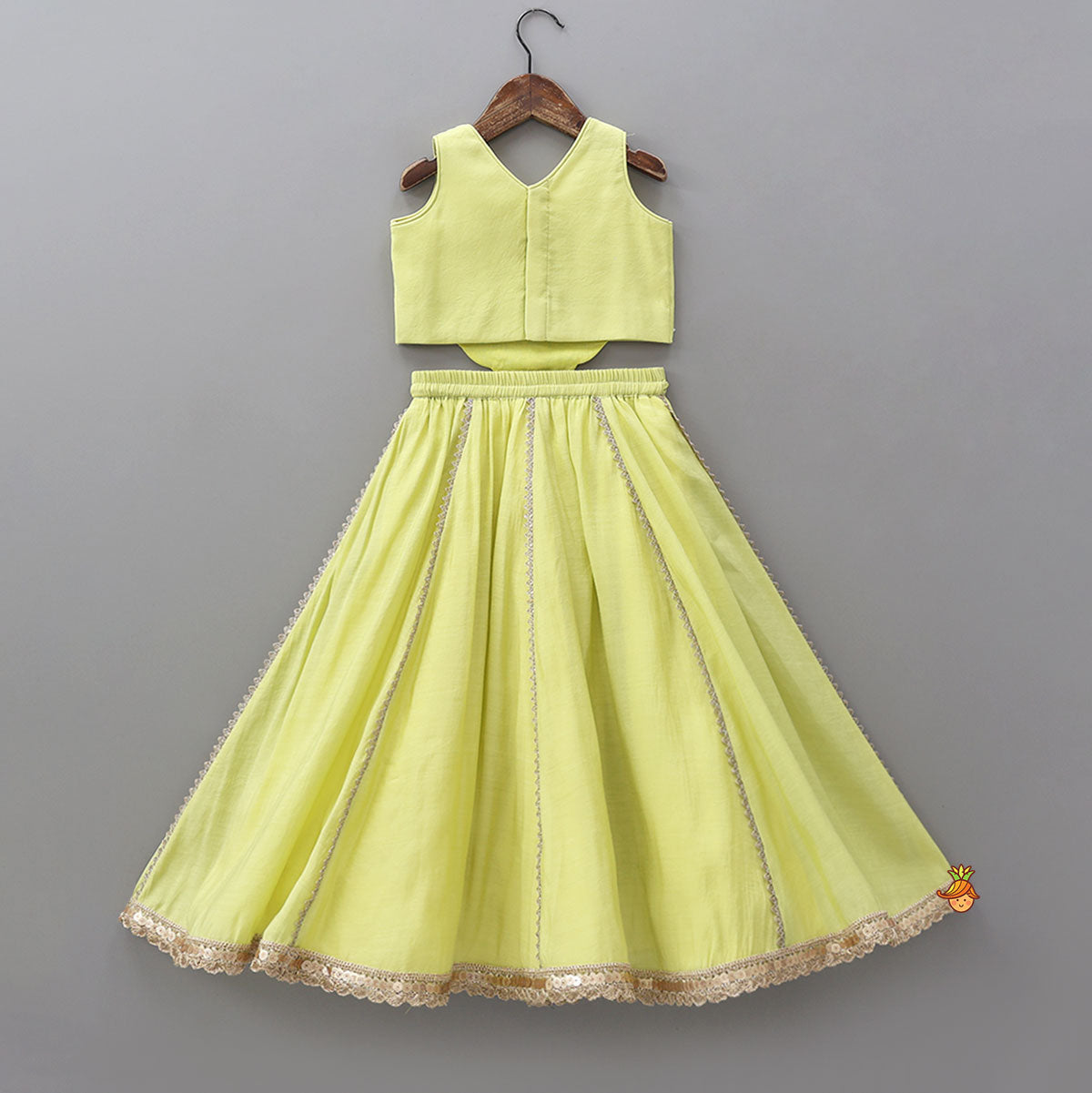 Radiant Green Cutdana Embroidered Top And Ghagra With Dupatta