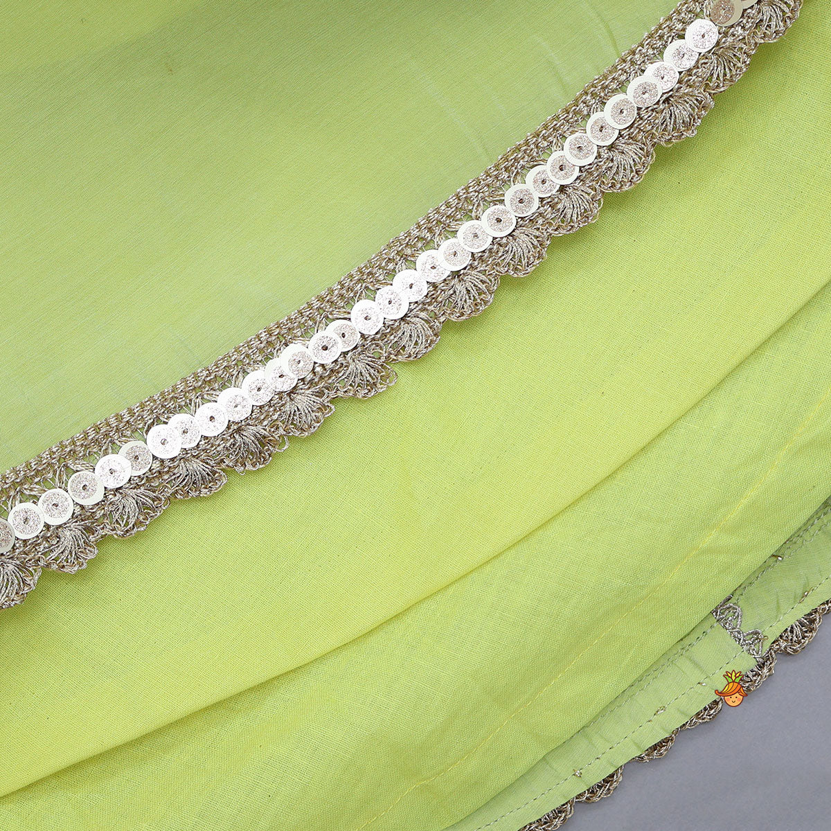 Radiant Green Cutdana Embroidered Top And Ghagra With Dupatta