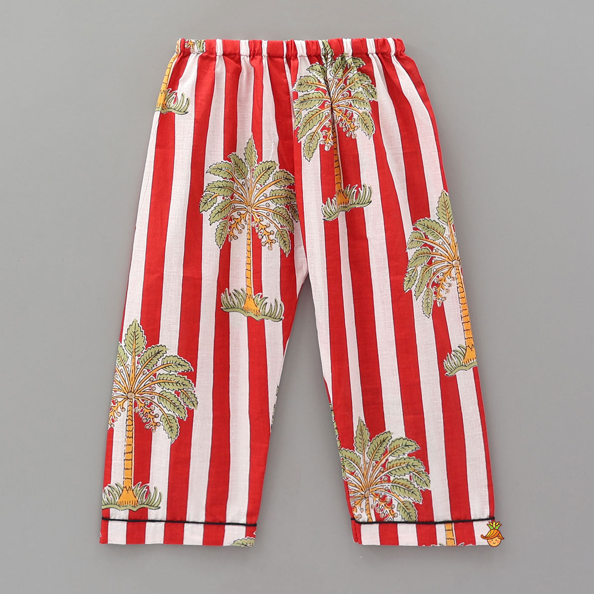 Tree Printed Striped Sleepwear Set With Matching Tote Bag