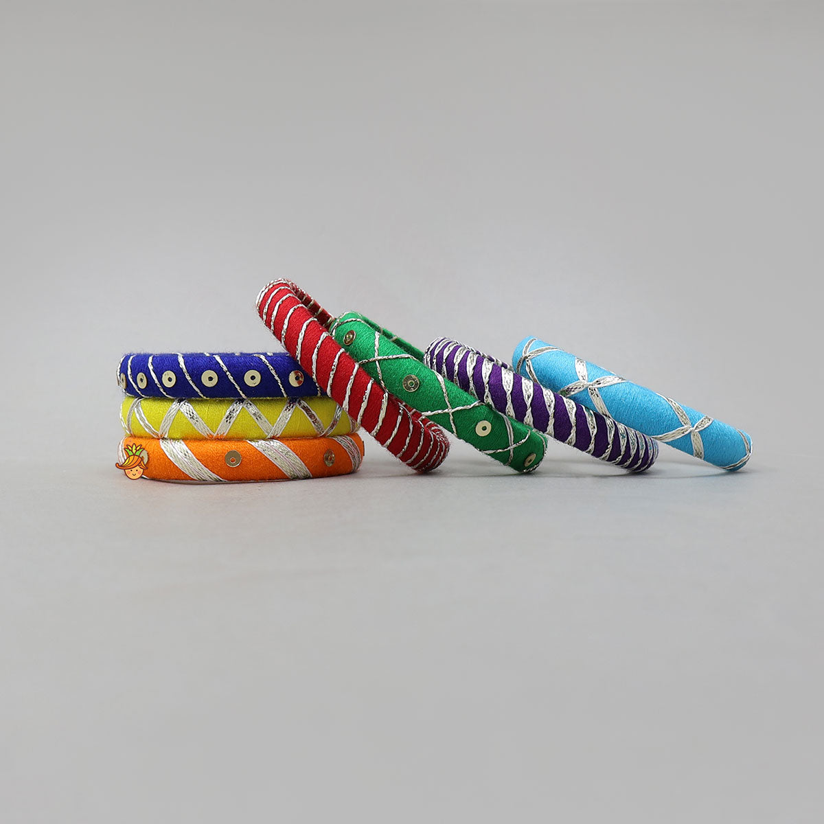 Handmade Colourful Thread Bangles With Sequin Detailing
