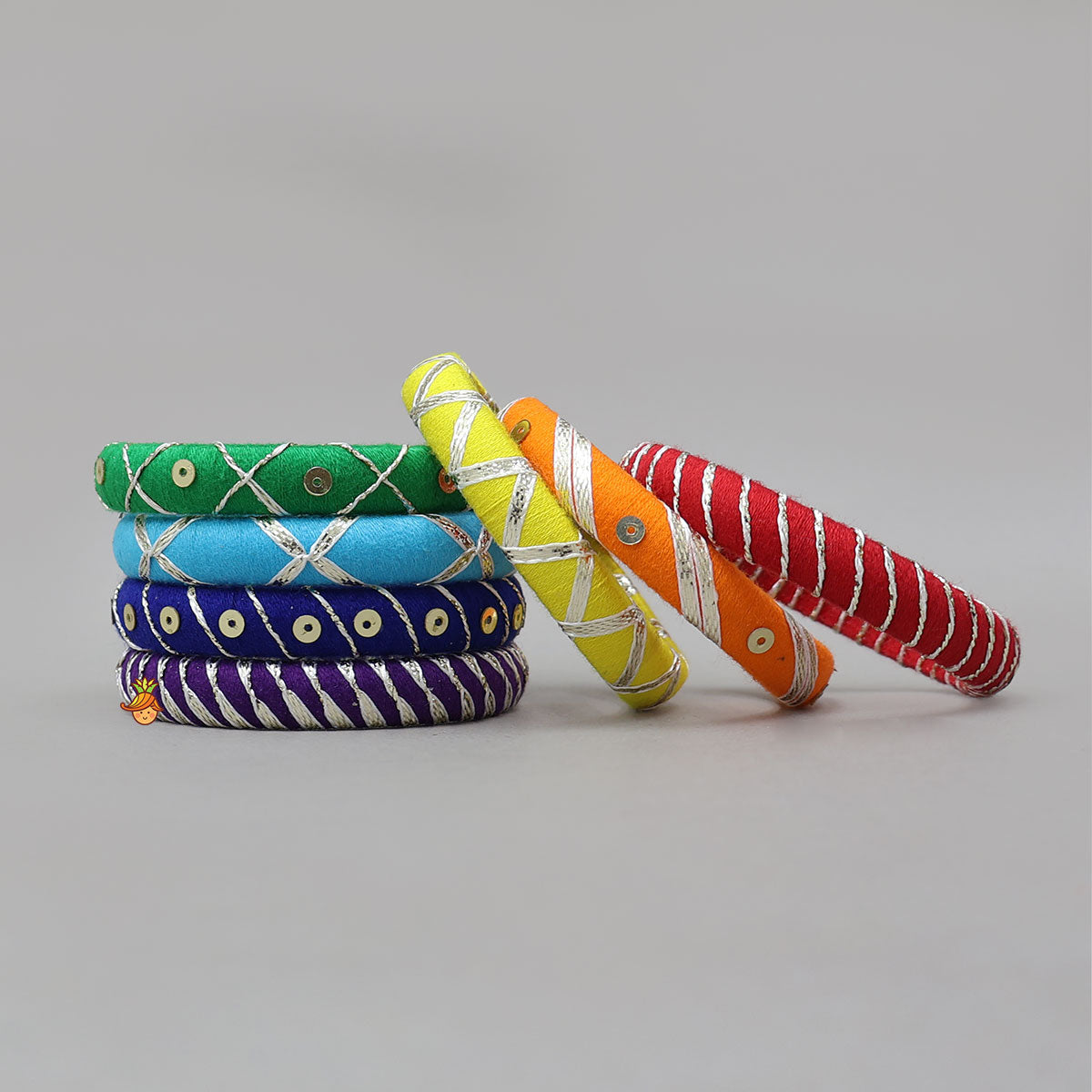 Handmade Colourful Thread Bangles With Sequin Detailing