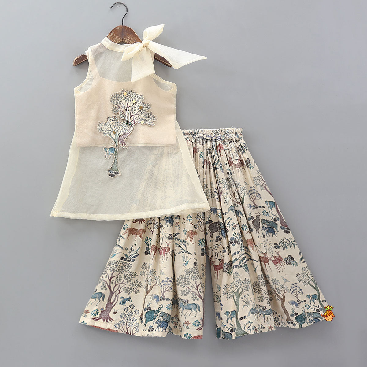 Tree Patchwork Cape With Forest Inspired Palazzo And Top