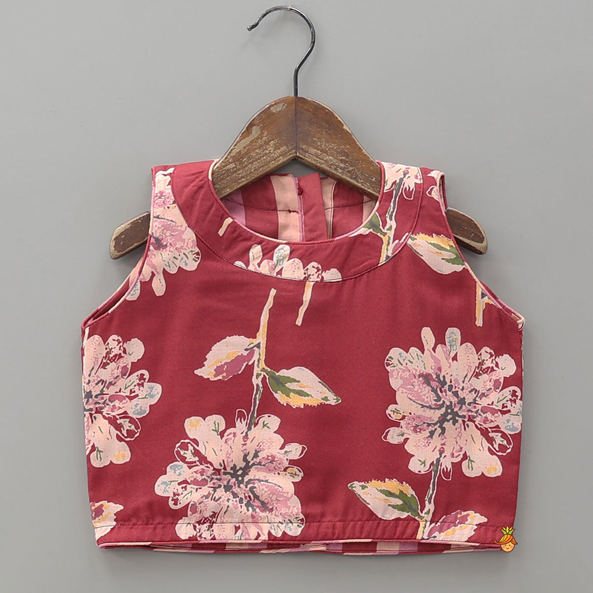 Floral Printed Crop Top And Lehenga With Dupatta