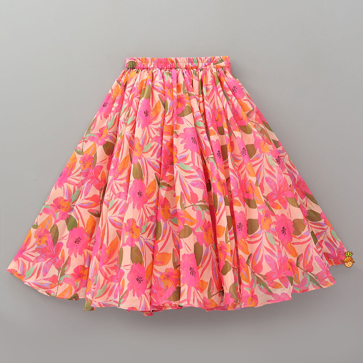 Floral Applique Embroidered Crop Top And Printed Lehenga With Dupatta