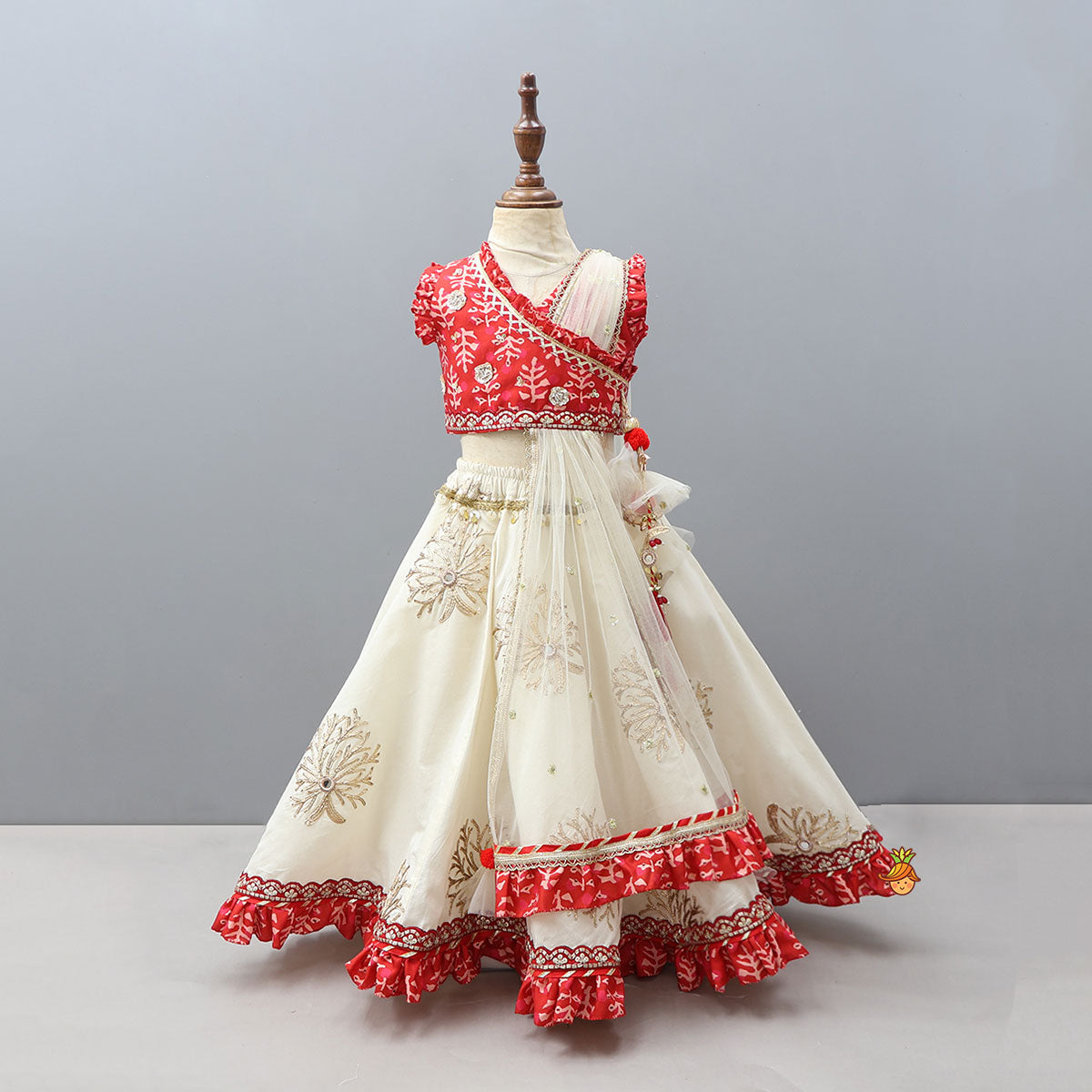 Elegant Drape Crop Top And Lehenga