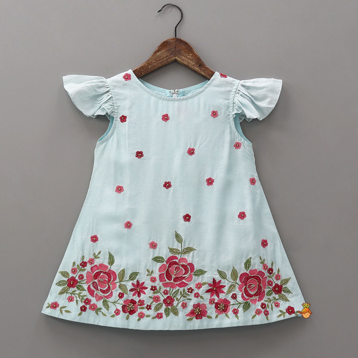 Floral Leaves Embroidered Kurti With Sharara and Dupatta