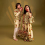 Floral Heritage Print Kurta And Jacket With Pyjama twinning model image 2