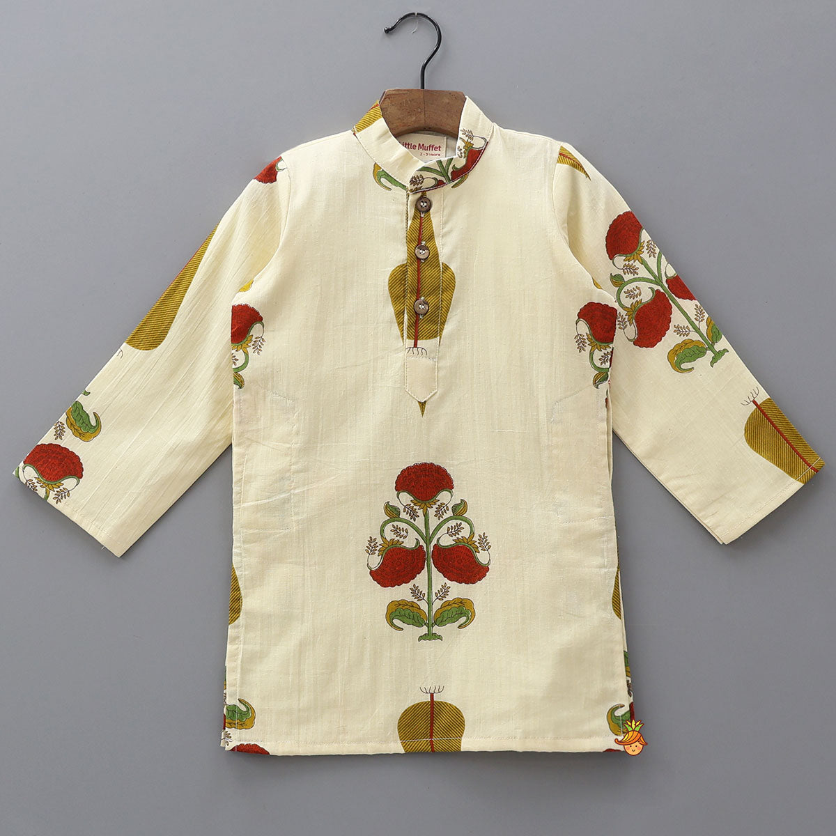 Floral Heritage Print Kurta And Jacket With Pyjama