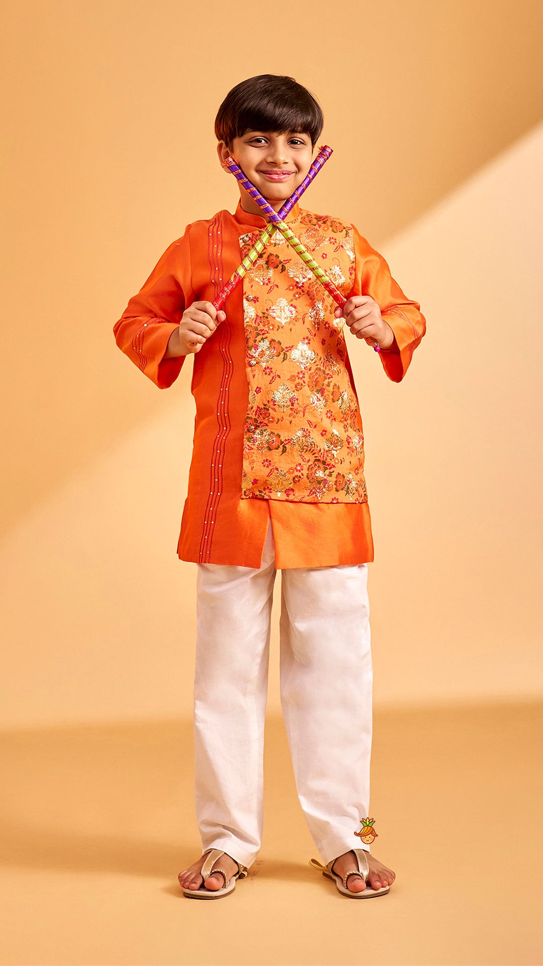 Layered Asymmetric Wrap Kurta With Pyjama