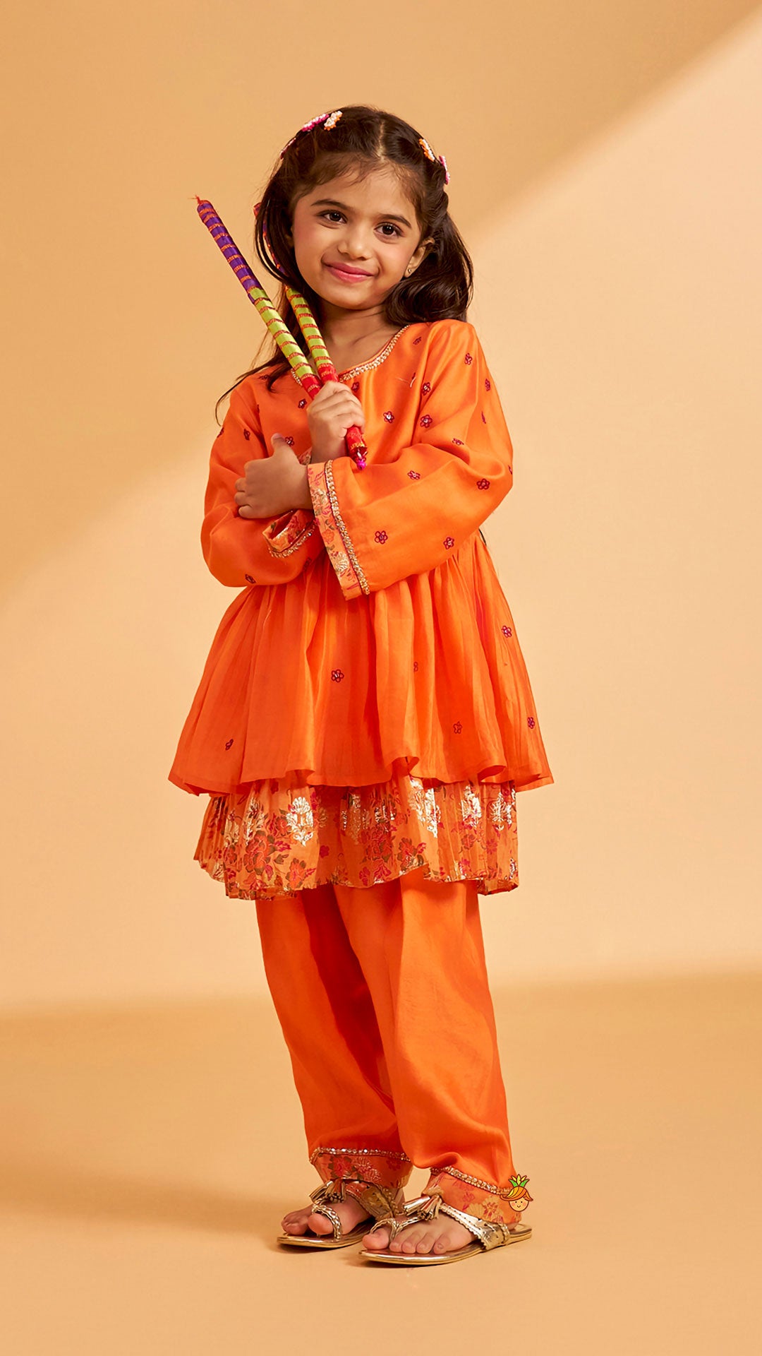 Floral Buti Embroidered Peplum Top With Salwar And Dupatta
