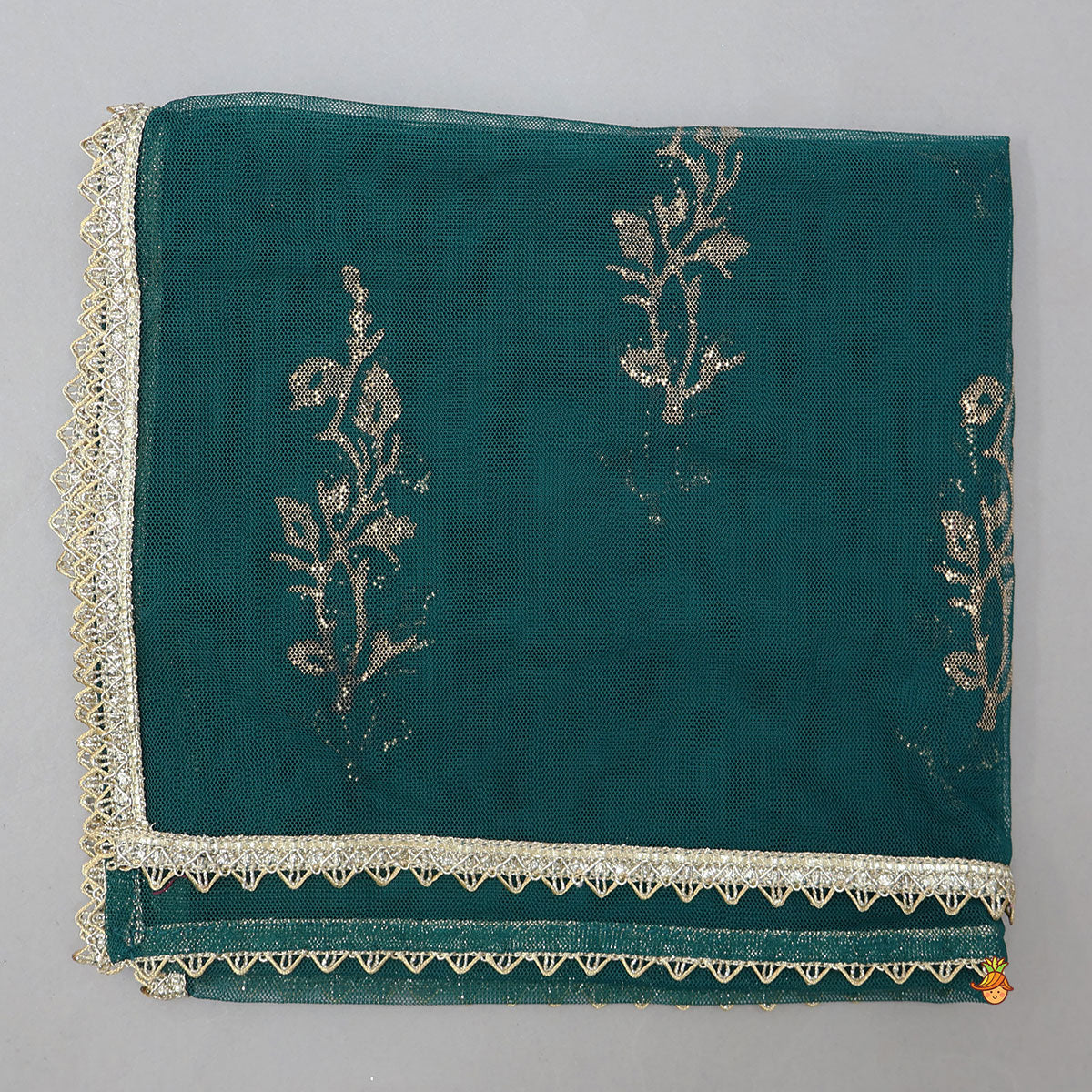 Elegant Lace Detailed Kurta With Farshi Salwar And Dupatta