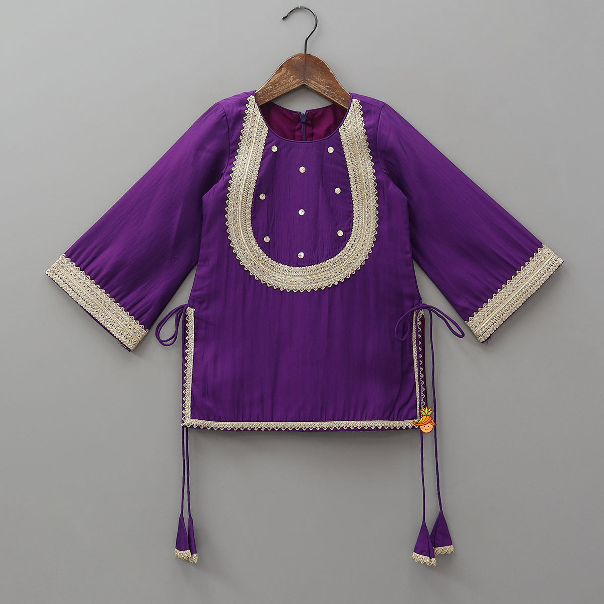 Lace Detailed Kurta With Farshi Salwar And Dupatta