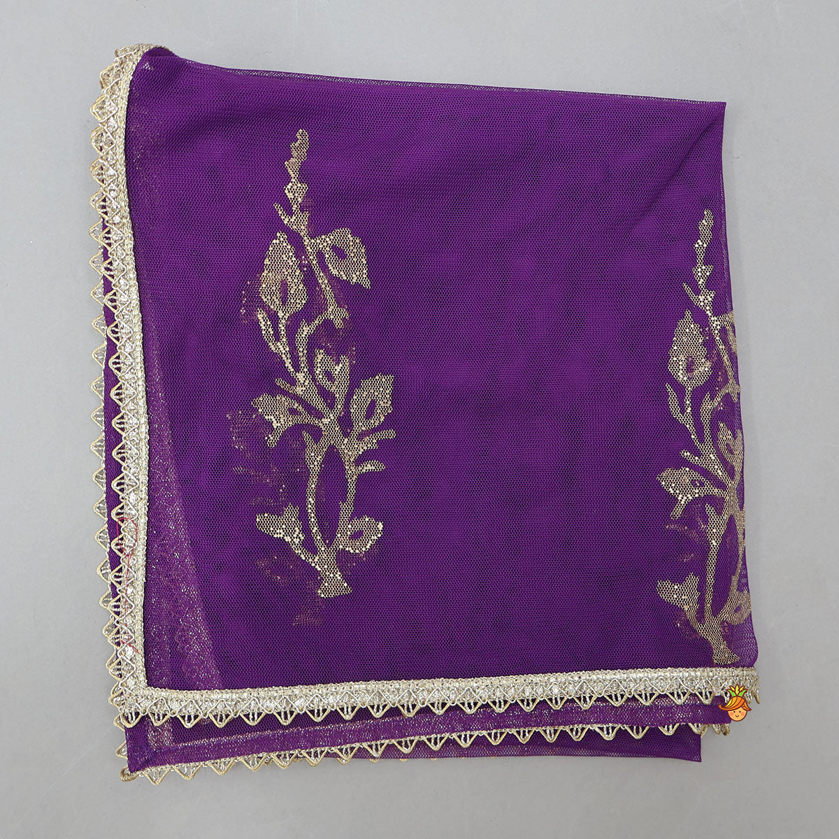 Lace Detailed Kurta With Farshi Salwar And Dupatta