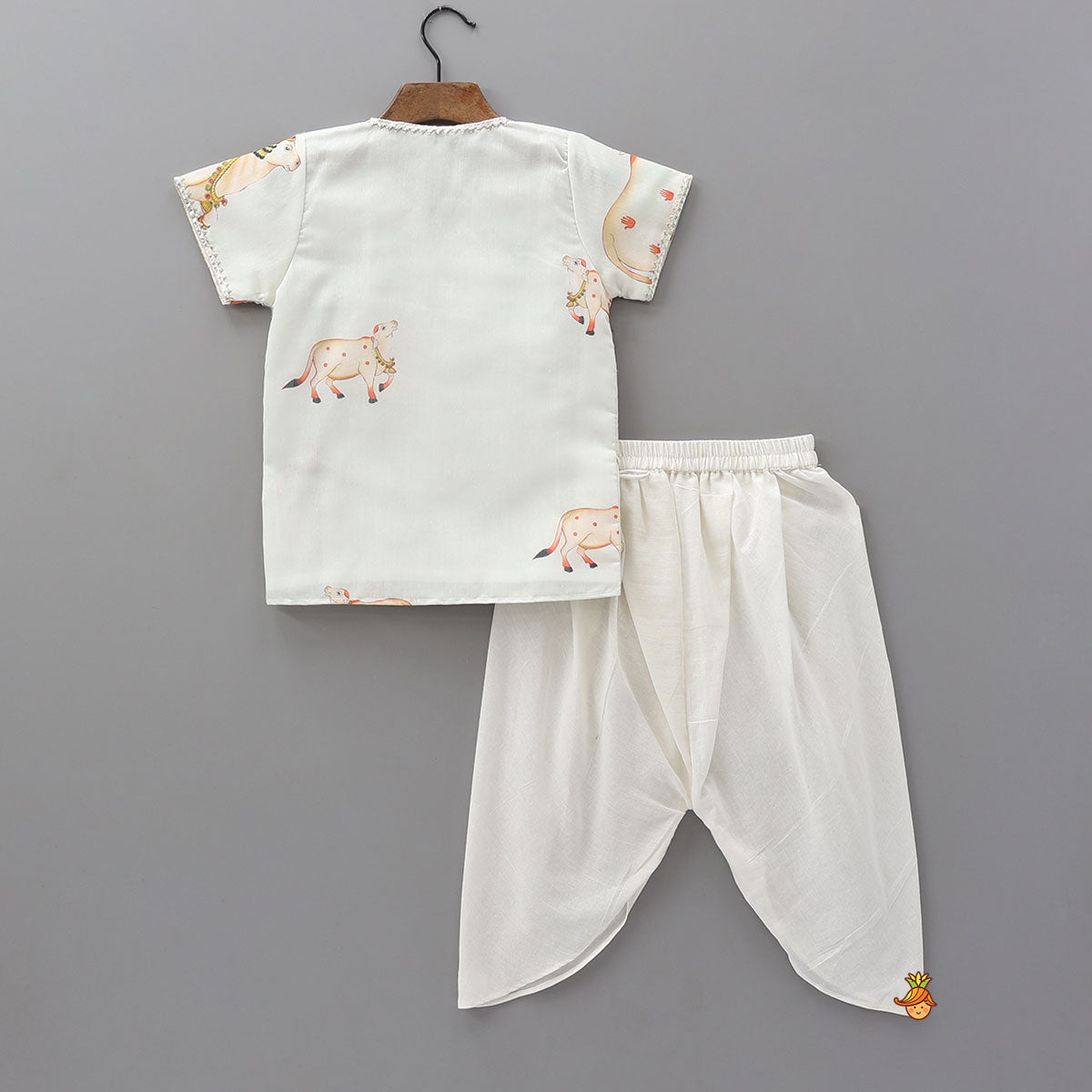 Mirror Embellished Angarkha Style Kurta With Dhoti