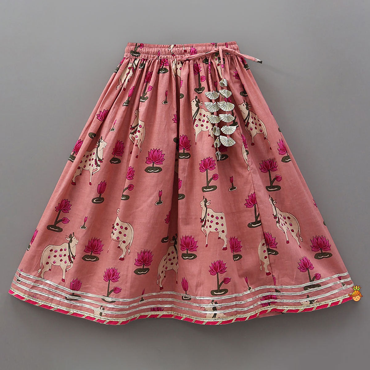 Crop Top And Lehenga With Lurex Striped Dupatta
