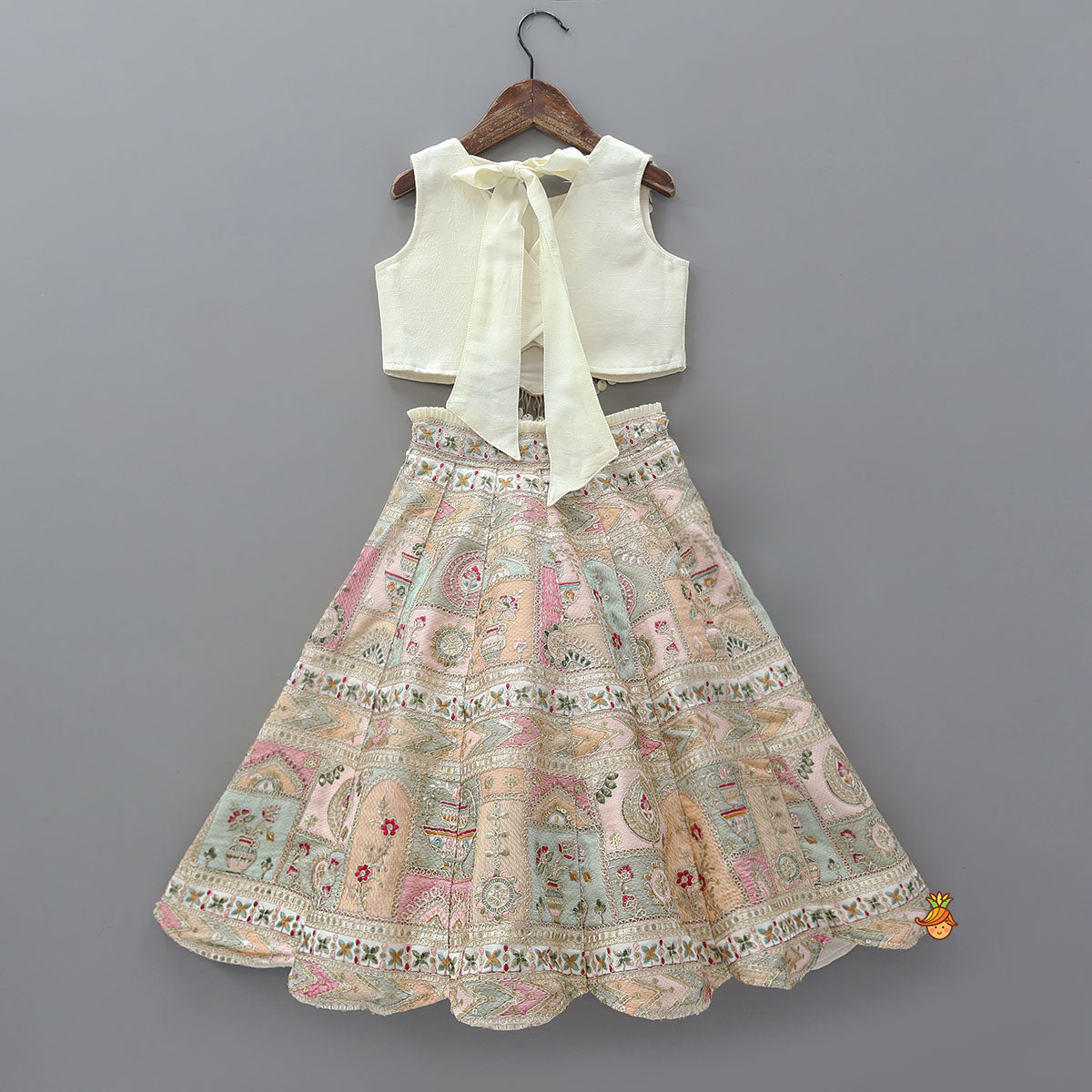 Crop Top With Heavy Embroidered Lehenga