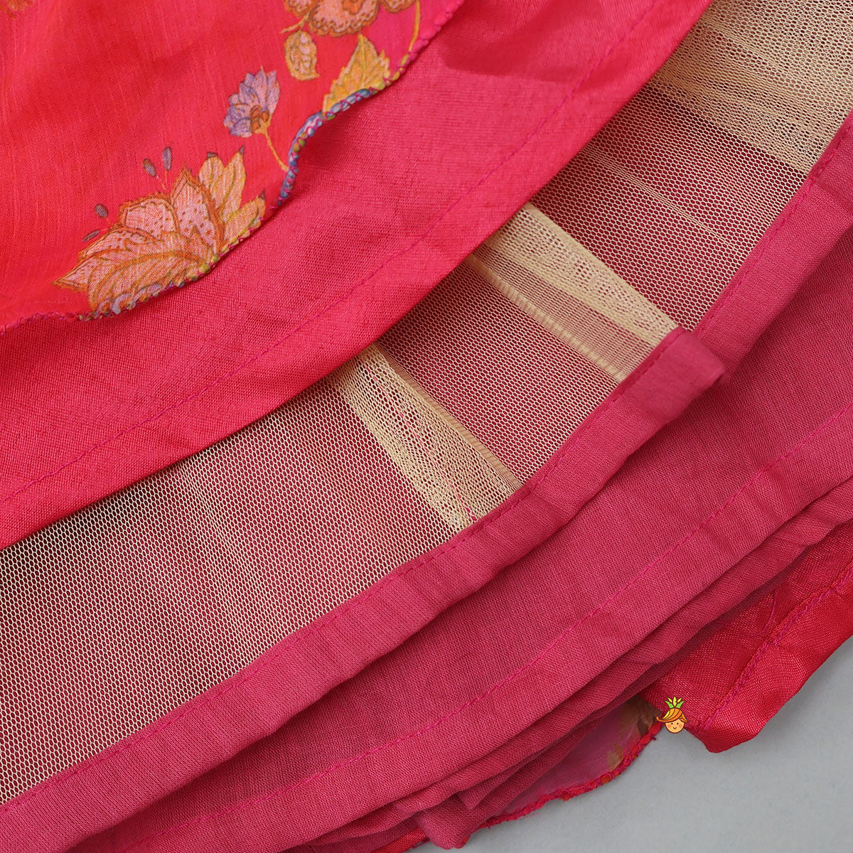 Floral Draped Overlay Top With Lehenga And Waistbelt