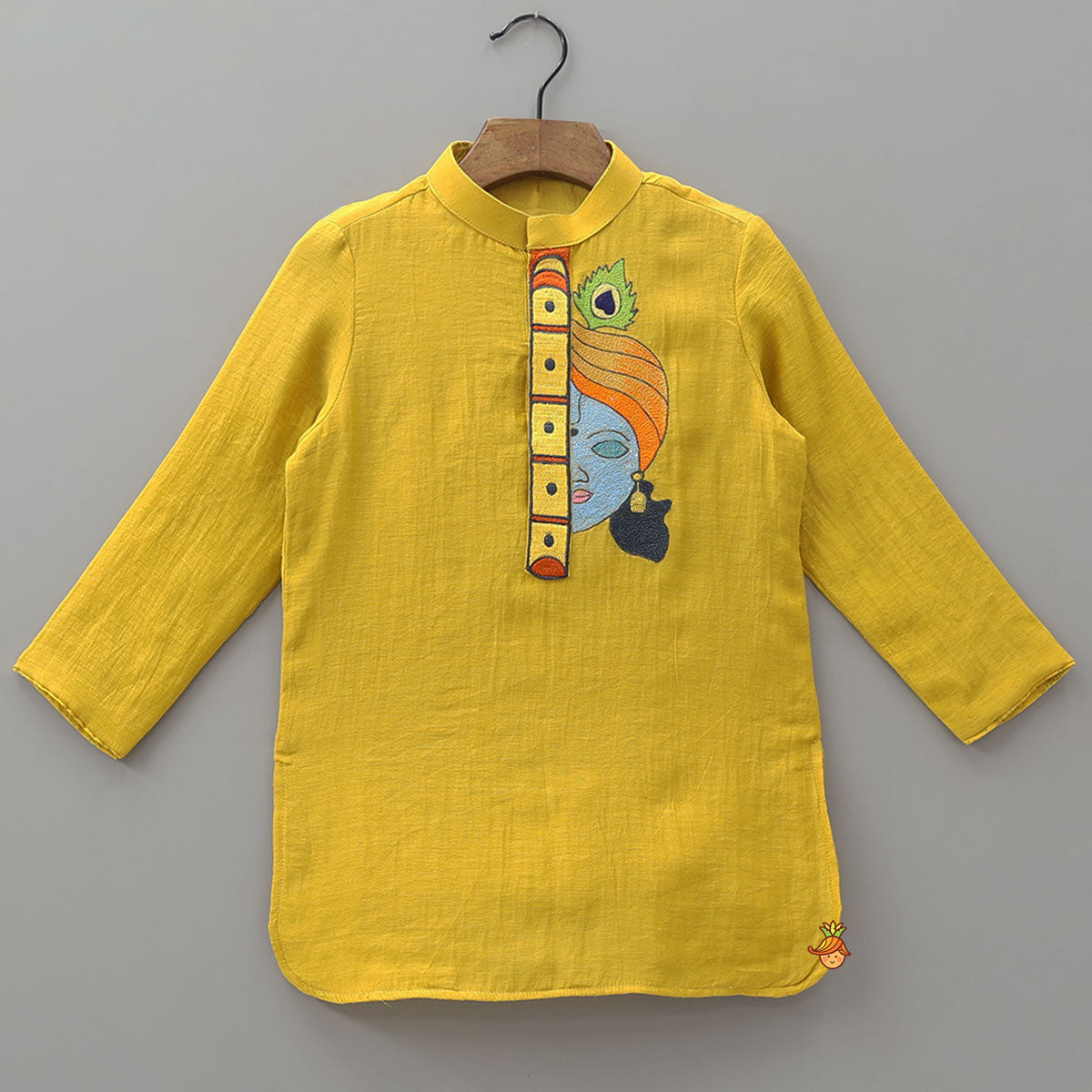 Krishna Embroidered Kurta And Printed Dhoti