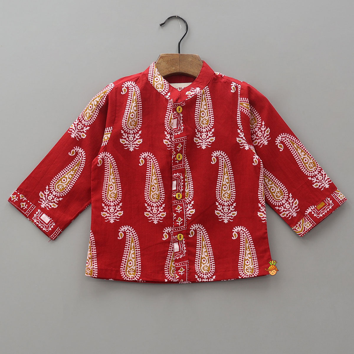 Printed Cotton Front Open Kurta And Matching Dhoti