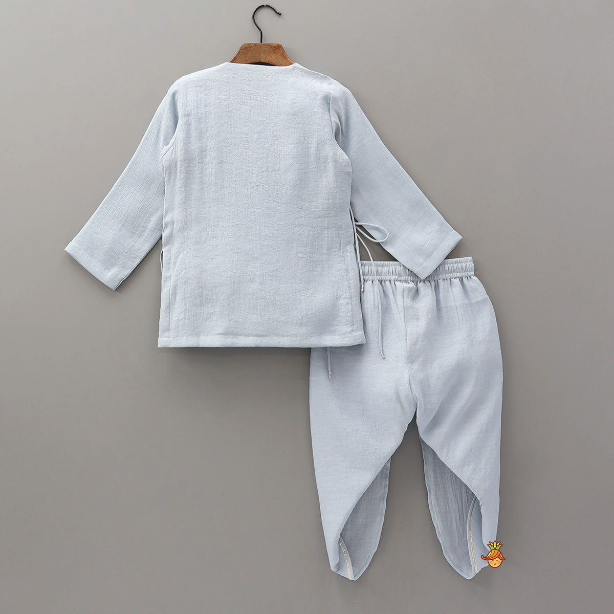 Hand Embroidered Angarakha Style Kurta And Dhoti