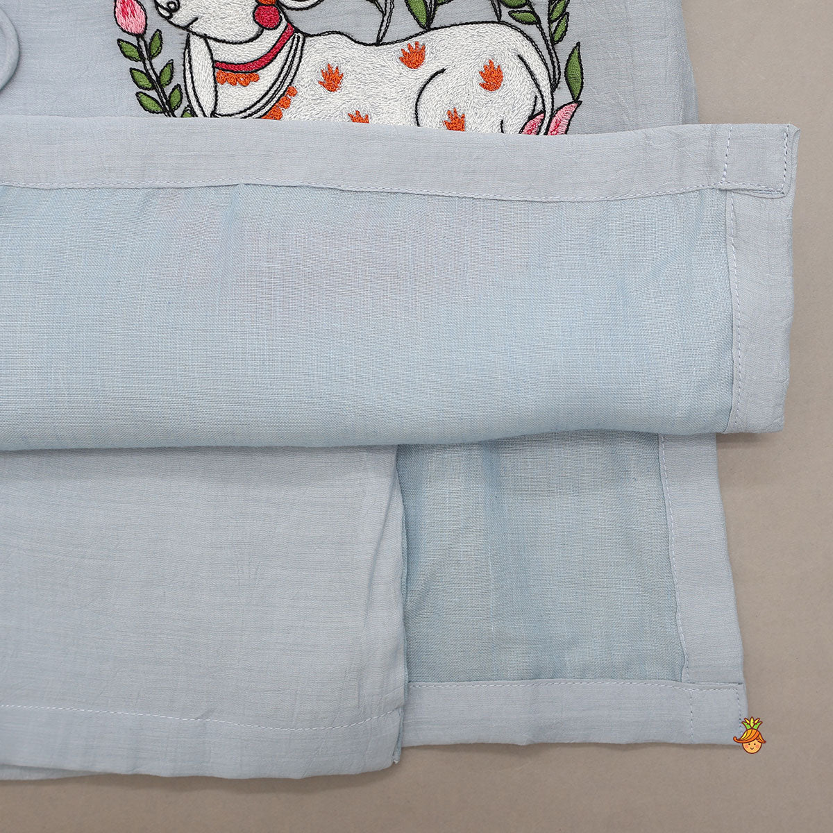 Hand Embroidered Angarakha Style Kurta And Dhoti