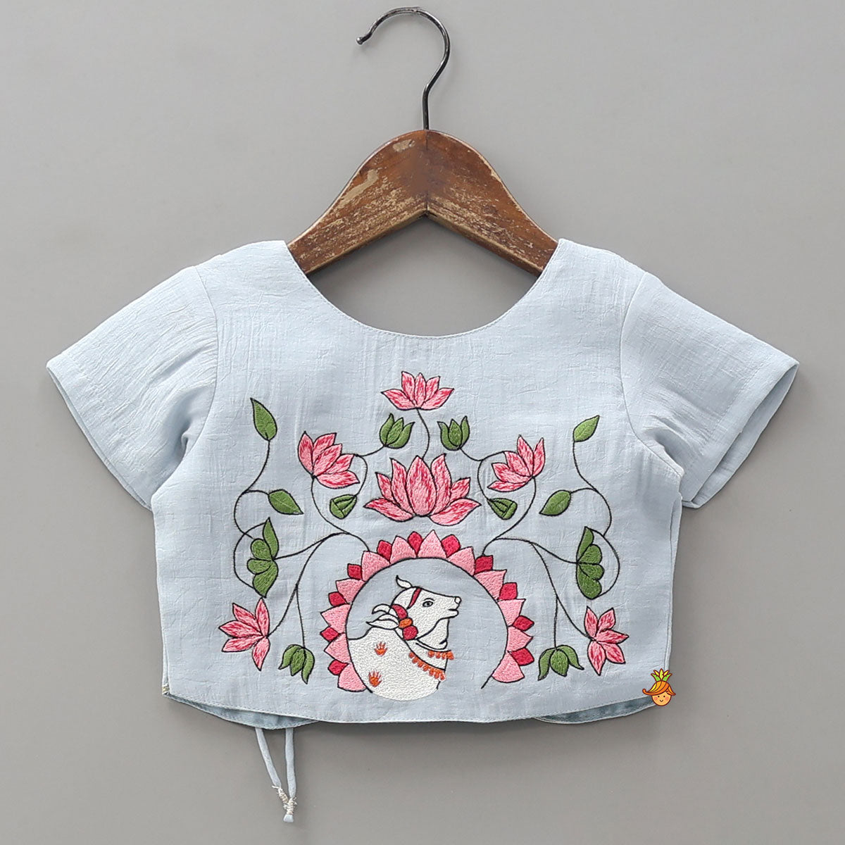Hand Embroidered Tie Up Crop Top With Drape Style Palazzo