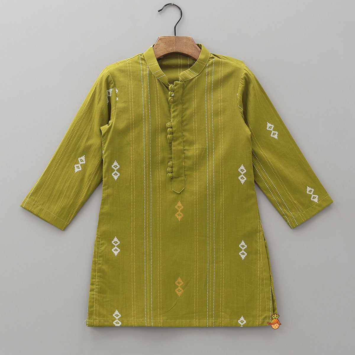 Printed Front Placket Kurta And Pyjama