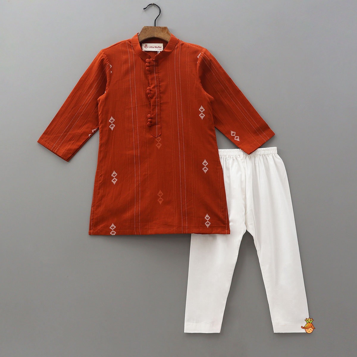 Front Placket Printed Ethnic Kurta And Pyjama