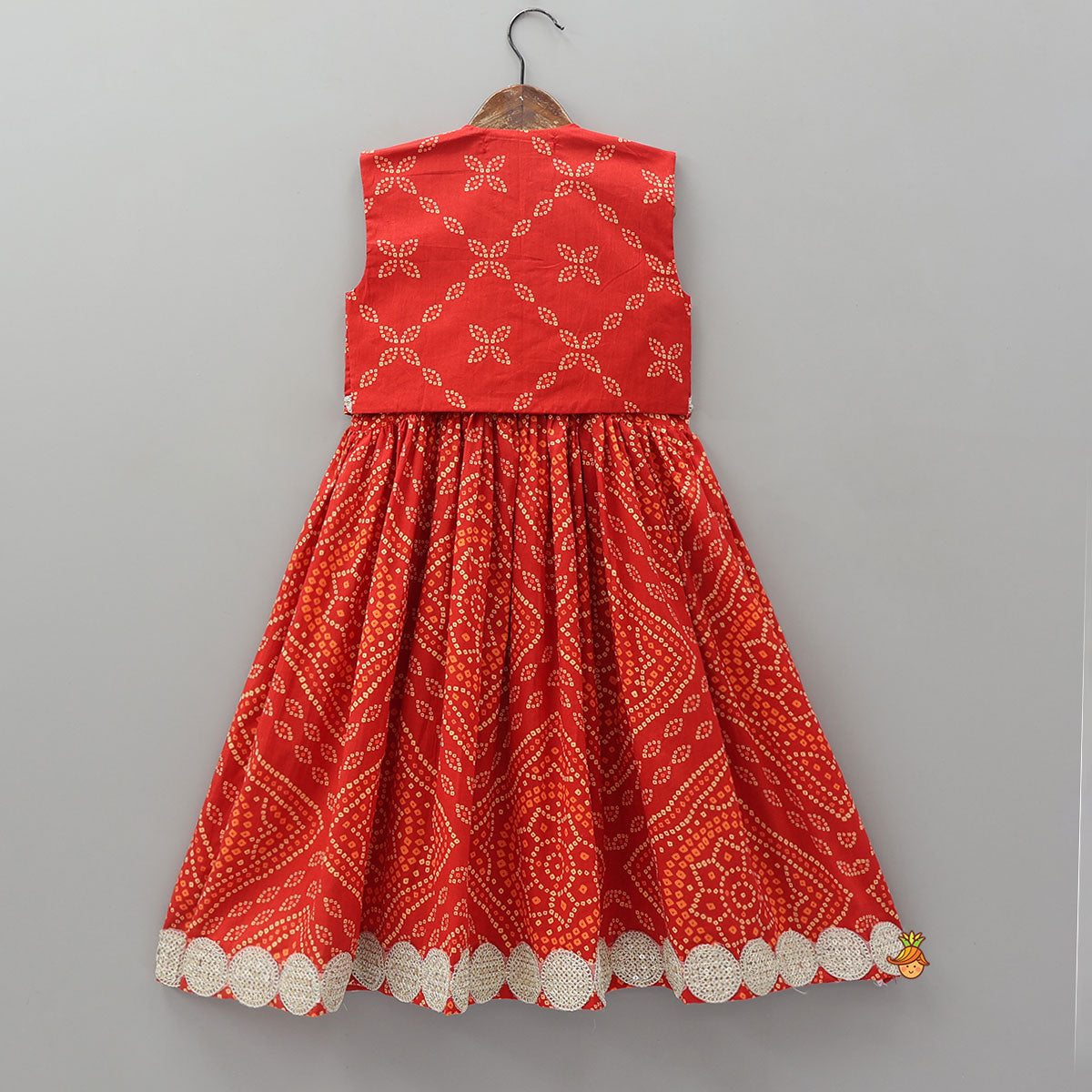 Bandhani Print Gota Lace Detailed Kurti With Jacket