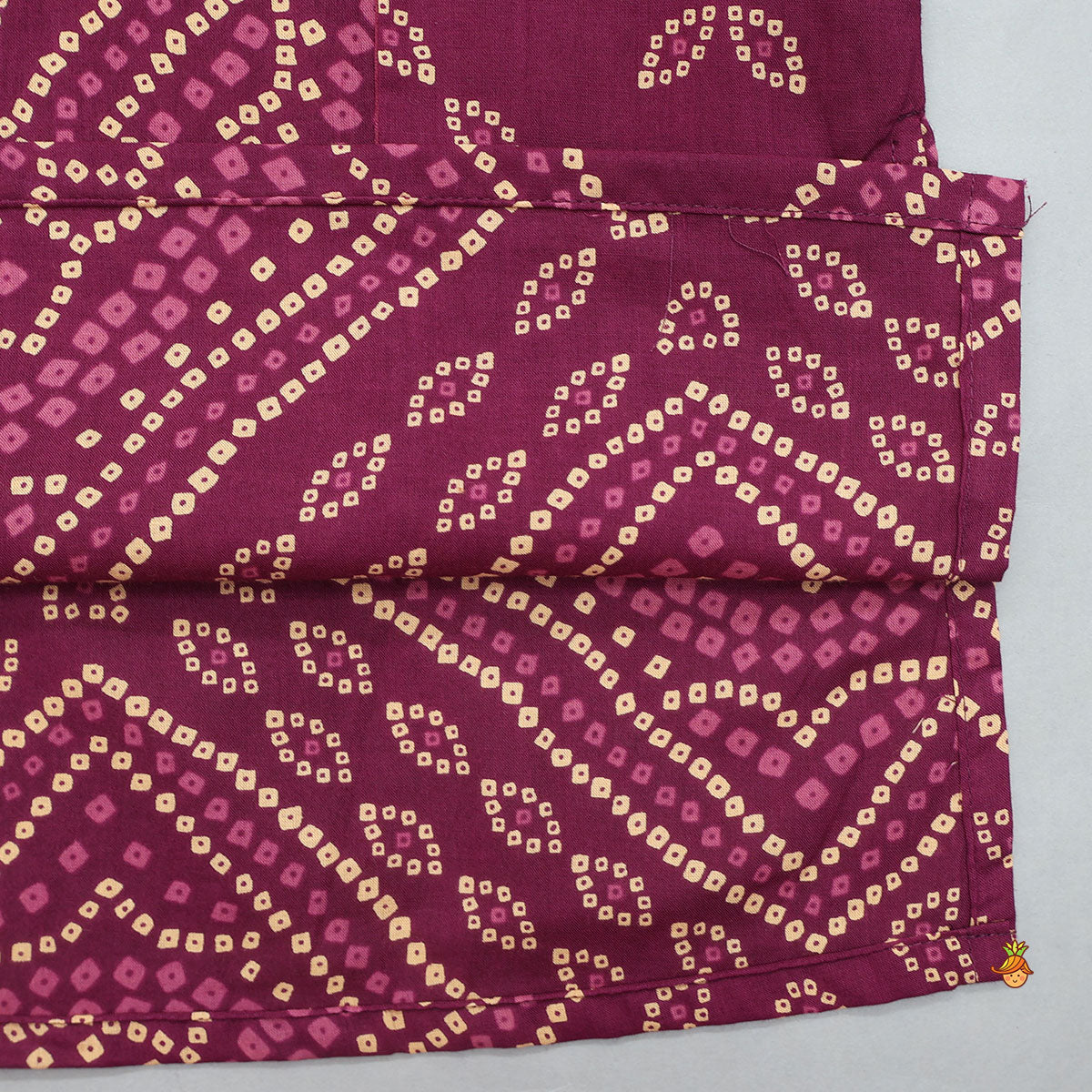 Bandhani Inspired Print Kurta With Attached Asymmetric Jacket And Pyjama