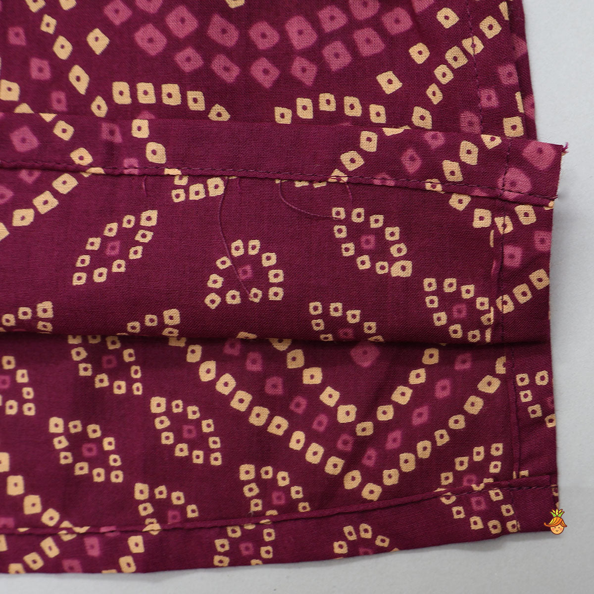 Bandhani Inspired Print Kurta With Attached Asymmetric Jacket And Pyjama