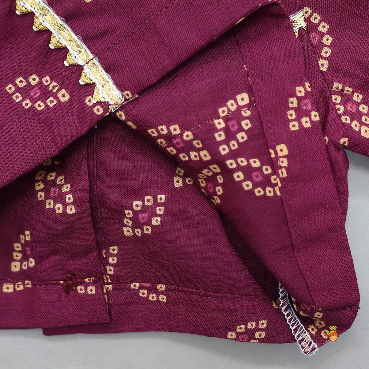 Bandhani Printed Elegant Crop Top And Lehenga With Matching Booties And Head Band