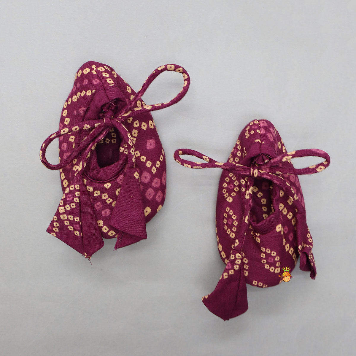 Bandhani Printed Elegant Crop Top And Lehenga With Matching Booties And Head Band