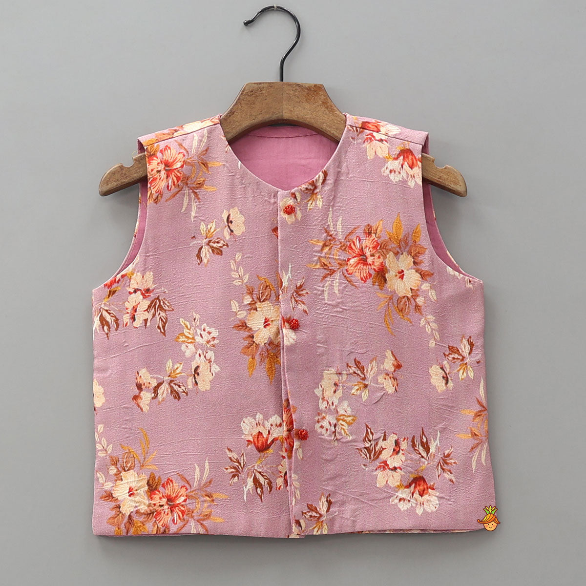 Ethnic Kurta With Beautiful Floral Printed Jacket And Pyjama