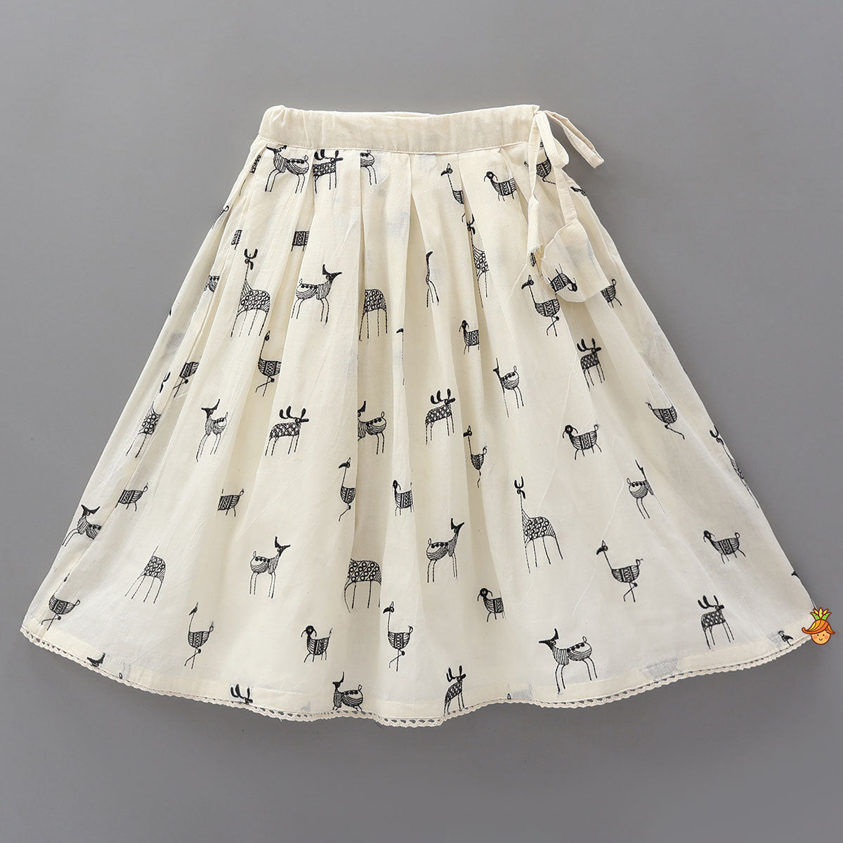 Animal Embroidered Stylish Tie Knot Strap Top And Lehenga