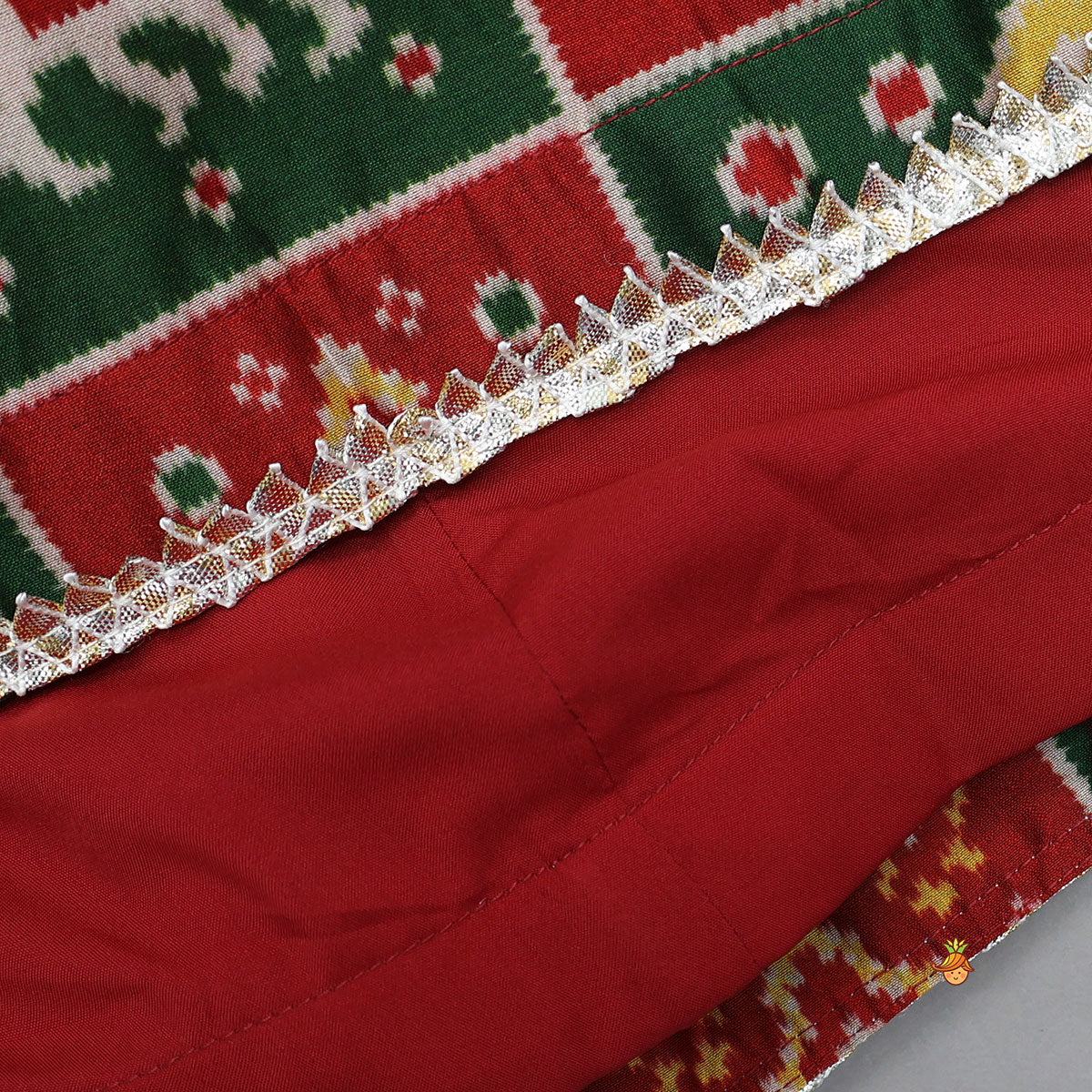 Tassel Detailed Crop Top With Folk Art Inspired Printed Skirt