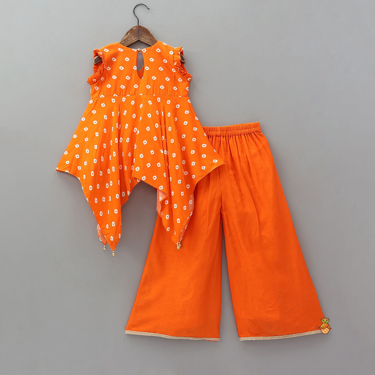 Bandhani Printed Asymmetrical Top And Palazzo