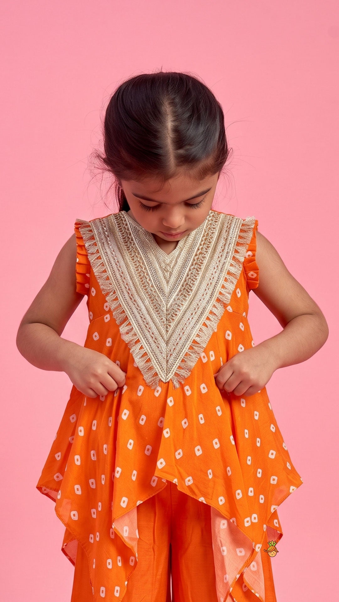 Bandhani Printed Asymmetrical Top And Palazzo