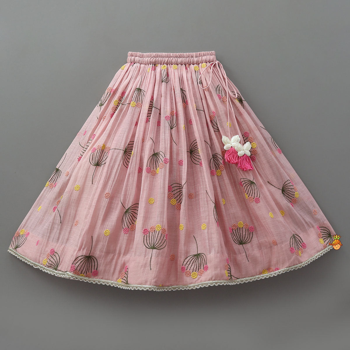 Thread Embroidered Crop Top And Lehenga