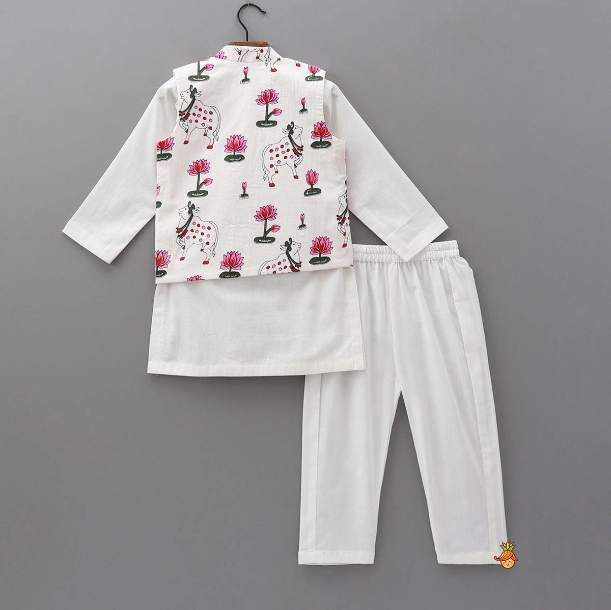 Kurta With Asymmetric Jacket And Pyjama
