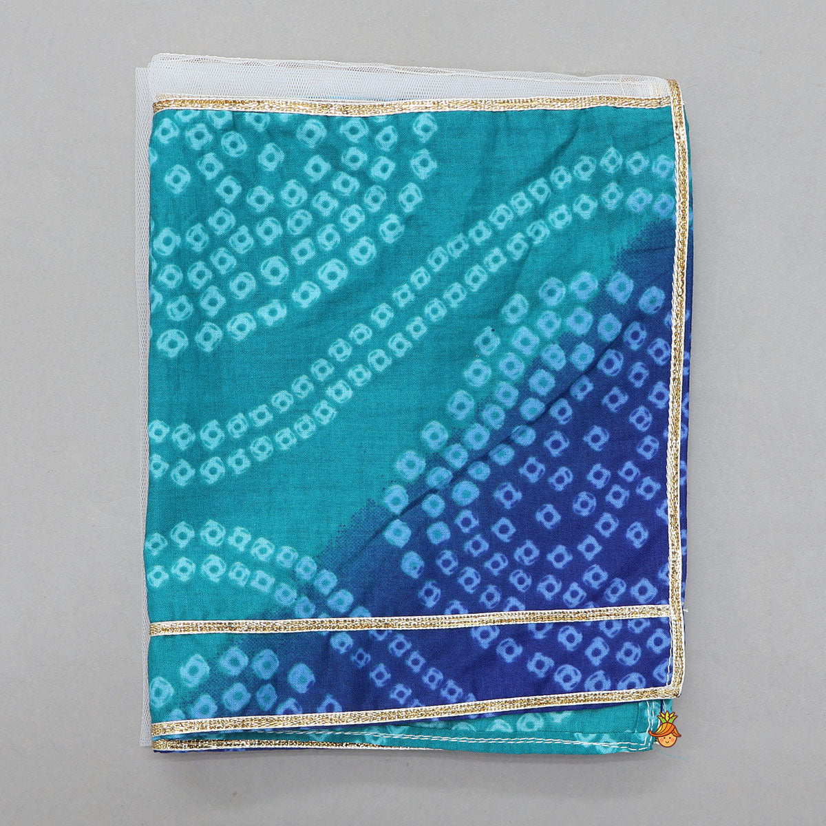 Dual Tone Bandhani Printed Top And Salwar Style Pant With Dupatta