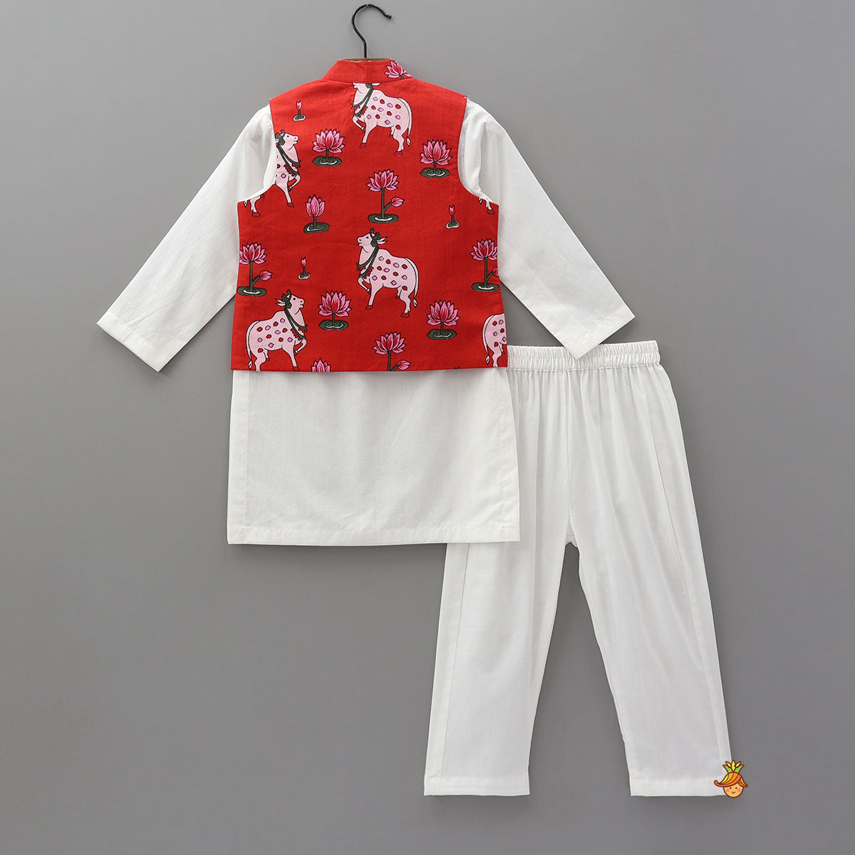 Kurta With Zari Work Jacket And Pyjama