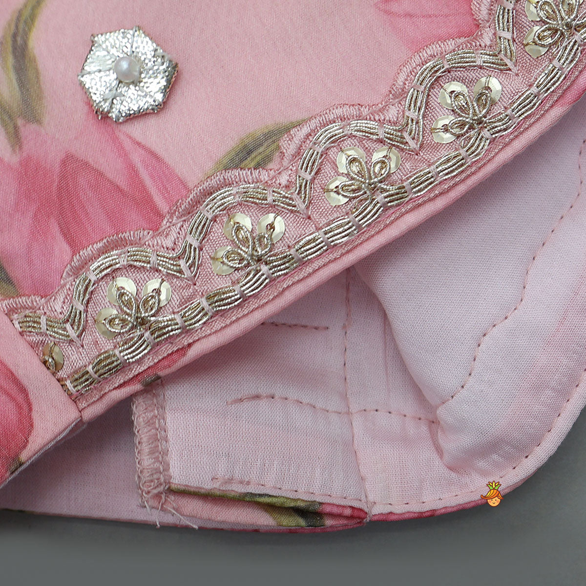Floral Printed Crop Top And Lehenga With Matching Dupatta